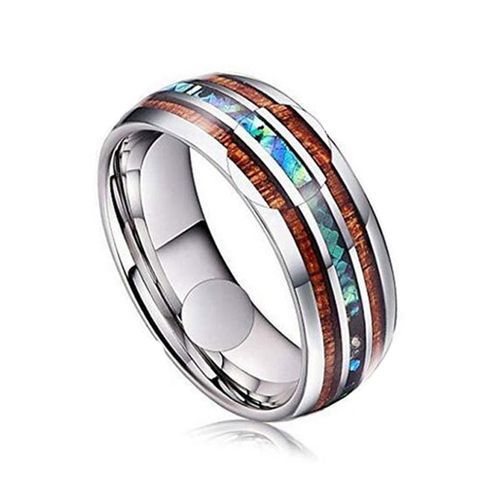 2 PCS Ceramic Tungsten Steel Dragon Texture Ring For Men, Ring Size:6