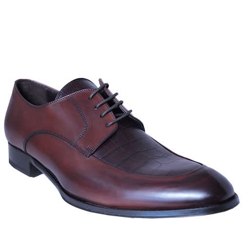 Plain & Patterned Calfskin Derbies - Brown