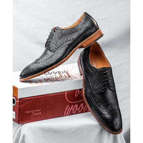 Atlanta Black Calf Leather Derby Mens Brogue Shoe