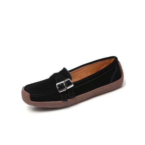 EUR Size 35-42 Fashion Ladies Shoes High Quality Falts Shoes Women Suede Leather Ballet Shoes Black