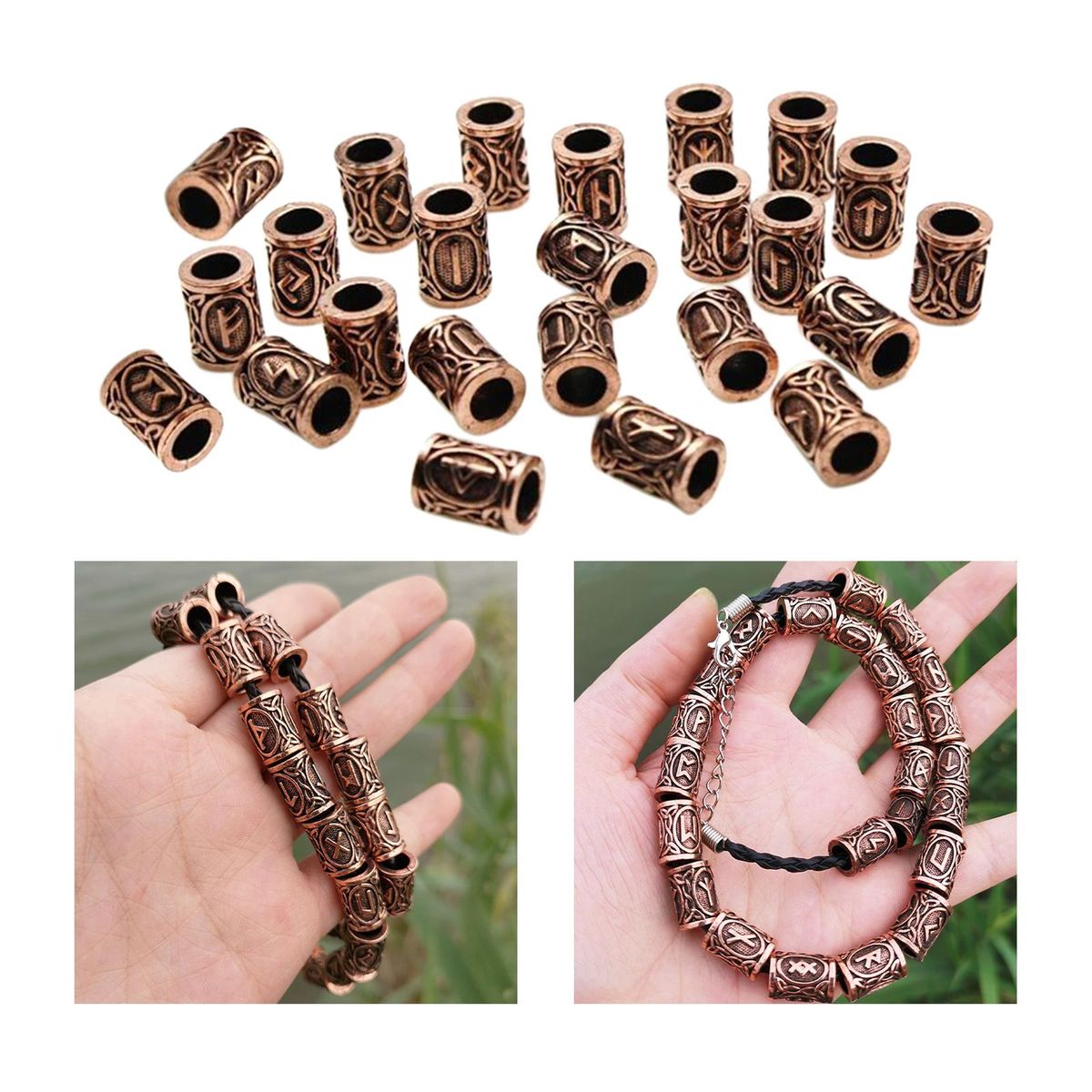 24 Pieces Viking Runes Bead Dreadlocks Beads For Hair Decoration