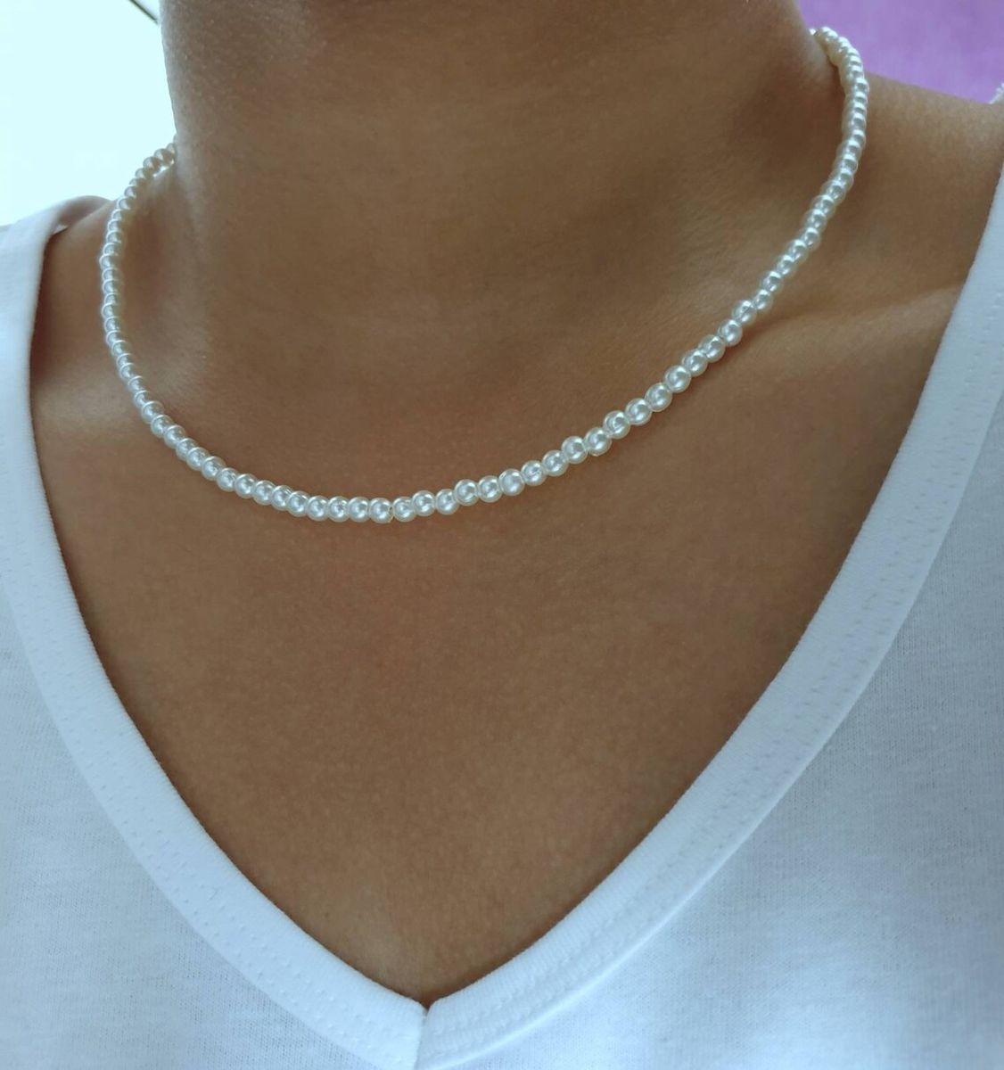 Ivory 4mm Acrylic Pearl Necklace