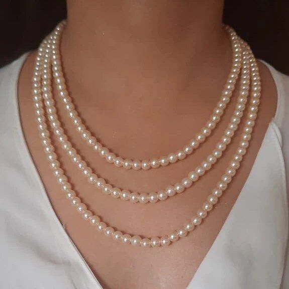 Creamy Pearl Three Layered Necklace