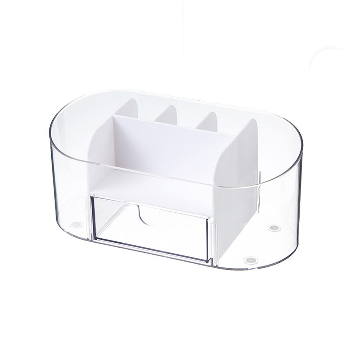 Transparent Cosmetic Organizer with Drawer Stylish Makeup for Home White