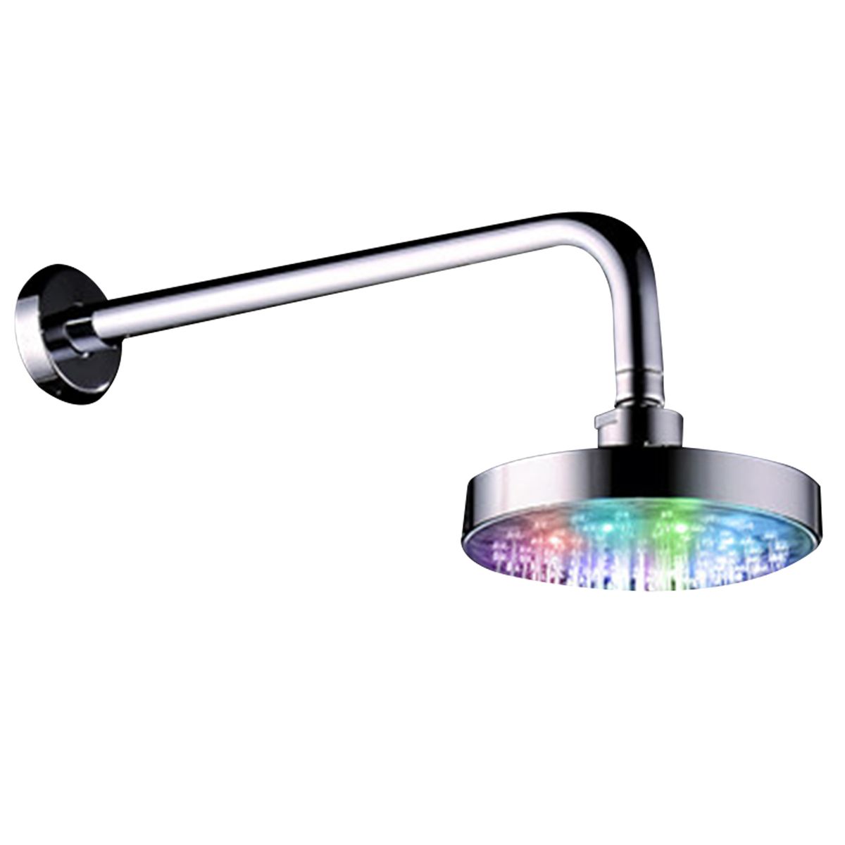 LED Shower Head With 3Color Flash Light 6 Inch Rain