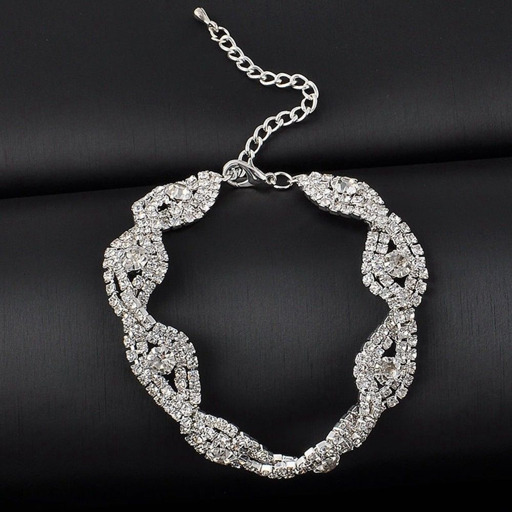 2 In 1 Silver Rhinestone Bracelet Women's Wrist Jewellery