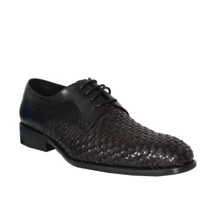 Men’s Matted Patterned Lace Up Shoe - Black - Msh-4727