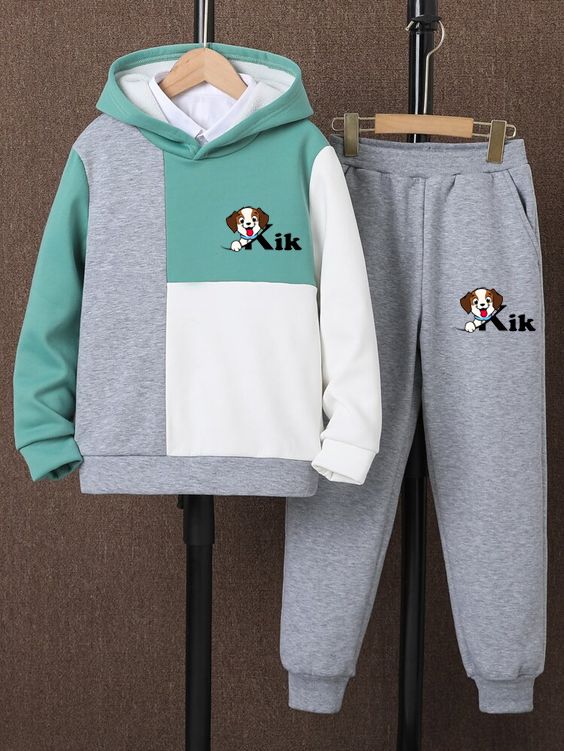 Thermal Lined Color Spliced Long Sleeves Shirt And Trouser