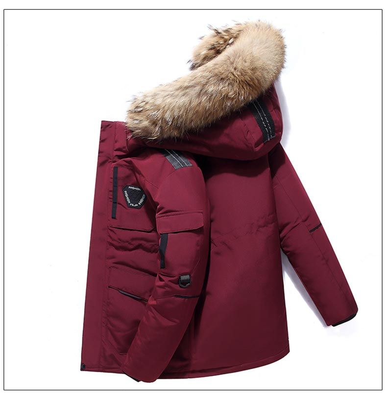 -30 Degree Down Parkas Snow Jacket Men Woman Winter White Duck Down - Red