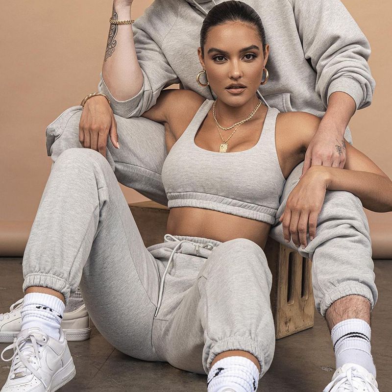 Two Piece Sets Casual Solid Crop Top And Pants Women Tracksuits