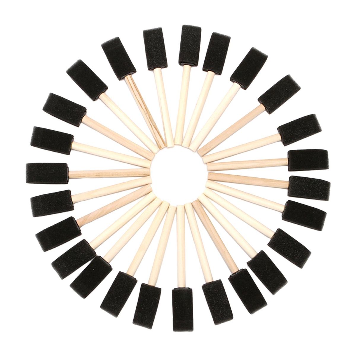 25 Pieces 1-Inch Foam Brush Set Sponge Paint Brushes Wooden Handle Lightweight for Students Family Drawing Painting Staining Art and Crafts