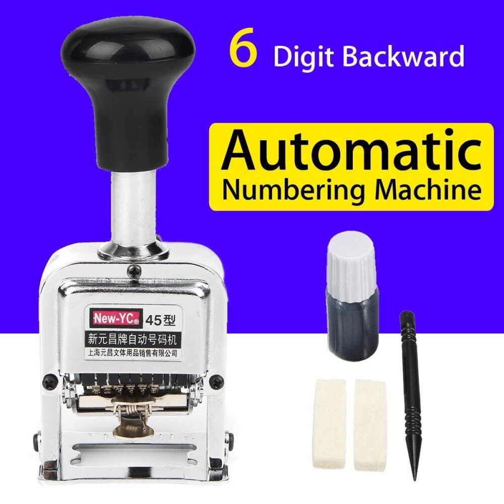 8 Digits Backward Letterpress AUTOMATIC NUMBERING STAMP MACHINE Print Kit 5 Digits