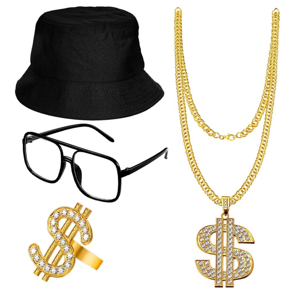 Hip Hop Costume  Rapper 4 Pieces Cool Accessories 80S/