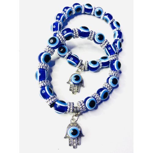Fortified Blue Eyes Bracelets With Hand Of Hamza (2pcs)*