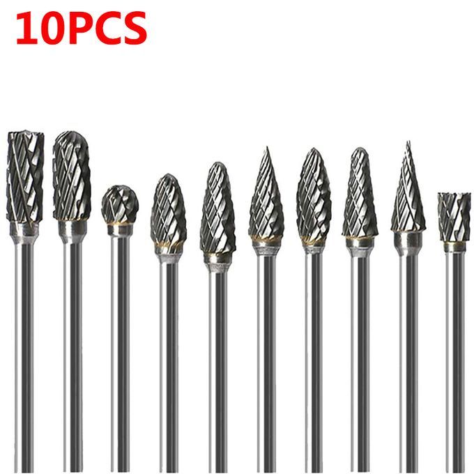 10Pcs Shank Tungsten Carbide Milling Cutter Rotary Tool