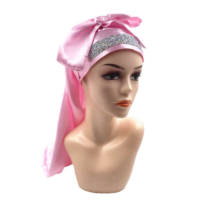 (Pink)Party Headwear Caps For African Satin Hair Wraps Soft Sleep Night Hast Women Glitter Rhi XXA