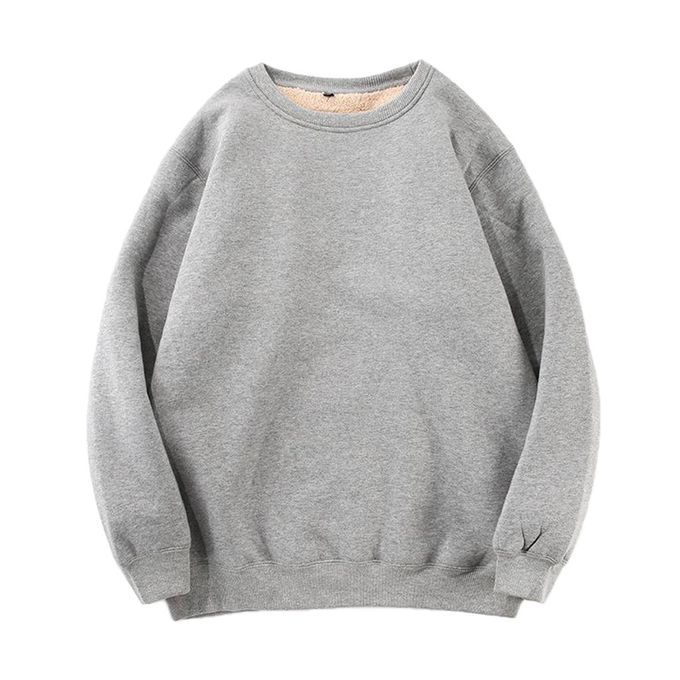 Casual Plus Velvet Thick Long-sleeved Pullover Jersey Gray XXL