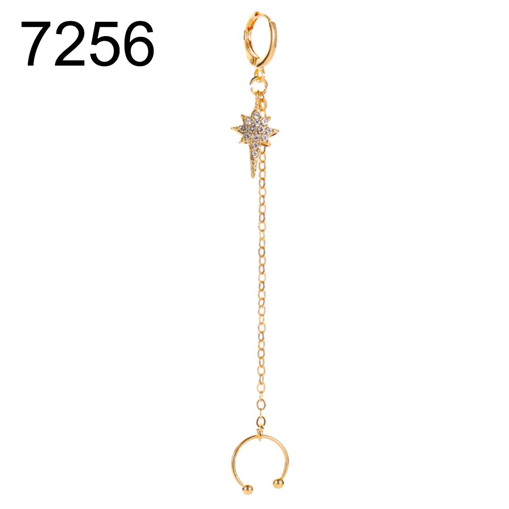 1Pc Women Fashion Ear Cuff Clip Long Chain-Golden 7256
