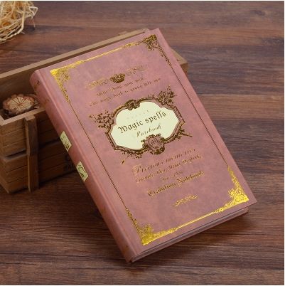 64K Small Pocket Vintage Notebook Handcover Magic Spells Pockets Book Planner Journal Traveler Notepad(A5 Red)