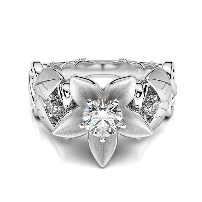 Rose With Diamond Women Wedding Ring, Ring Size:8