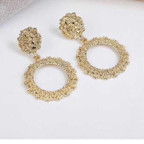 Beautiful Vintage Round Shape Dangle Earrings, Gold Plated