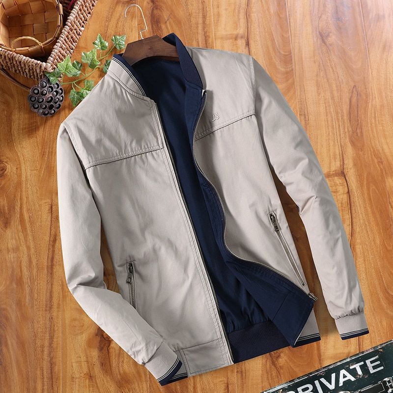 Cotton Spring Men's Er Jackets Casual Male Outwear Windbreaker Stand Collar Two-sided Wear Jacket Mens Baseball Slim Coats