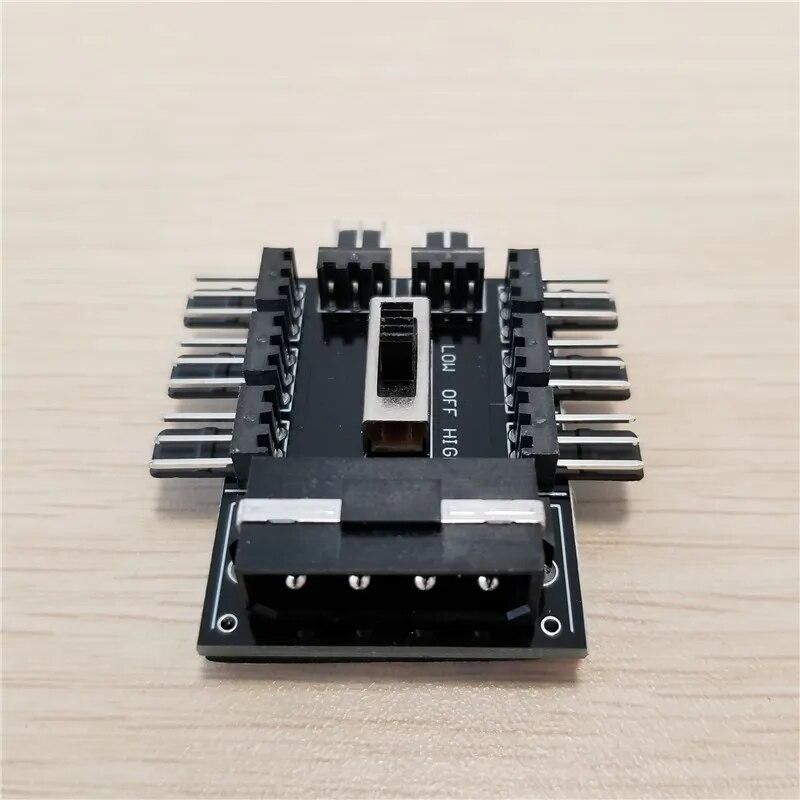 IDE Molex 1 to 8 Multi Way Splitter Cooler Cooling Fan Hub 3Pin 12V Power Socket PCB Adapter 2 Level Speed Control for PC Comput