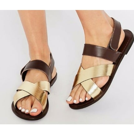 Classic Female Dark-brown Gold Sandals