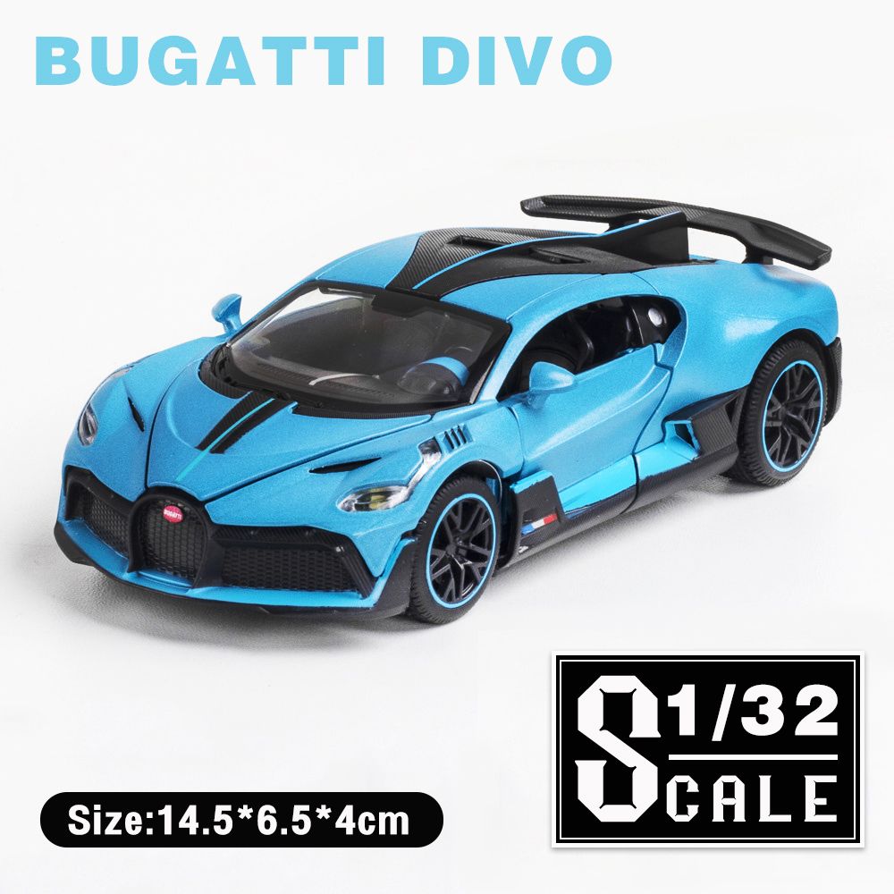 Scale 1/32 Bugatti DIVO Supercar Pull Back Metal Diecast Alloy Toys Cars Model