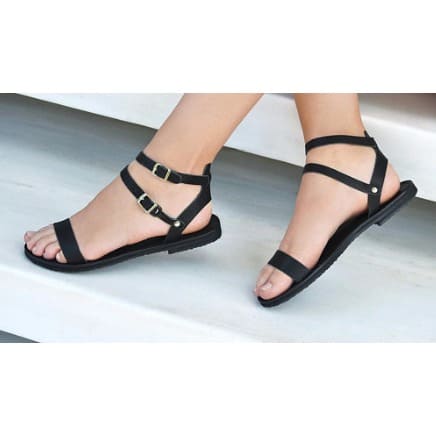 Classic Female Double Buckled Black sandals