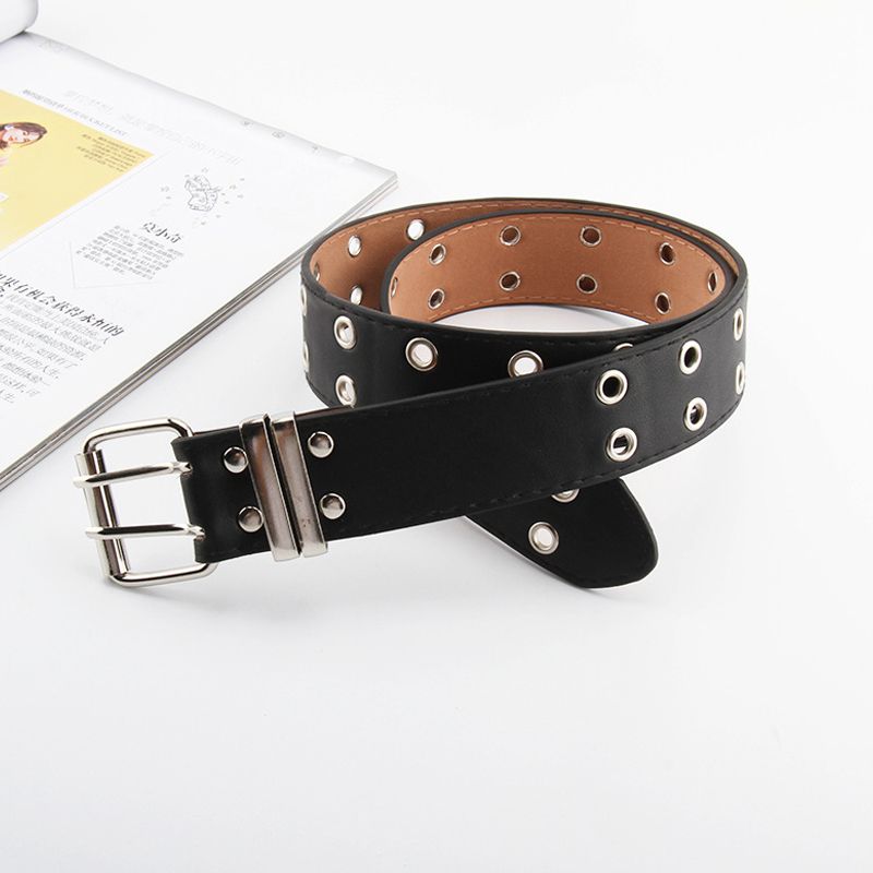 PU Leather Belt For Women Square Buckle Pin Buckle Jeans Black Belt Chic Fancy Vintage Strap Female