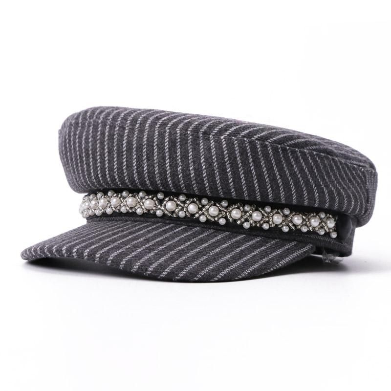 Pearl  Hat Spring Summer Sailor Hat For Women Men Outdoor Sun Visor Hat Women Windproof Stripe Restore Hat