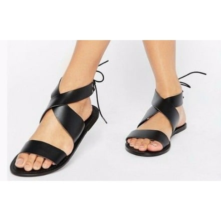 Classic Female Black Roped Sandals