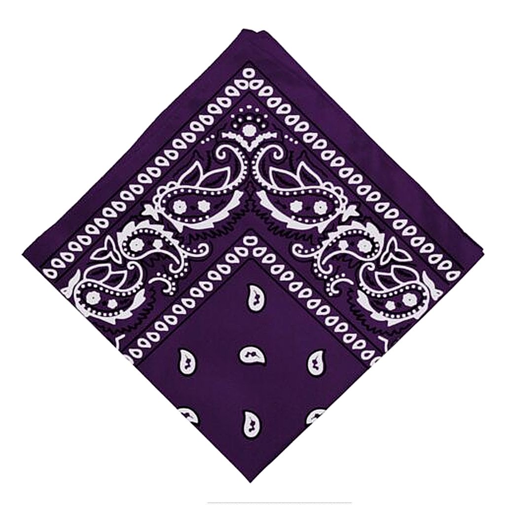 100 Cotton Paisley Print Cowboy Bandana Head Wrap Hair Band Purple