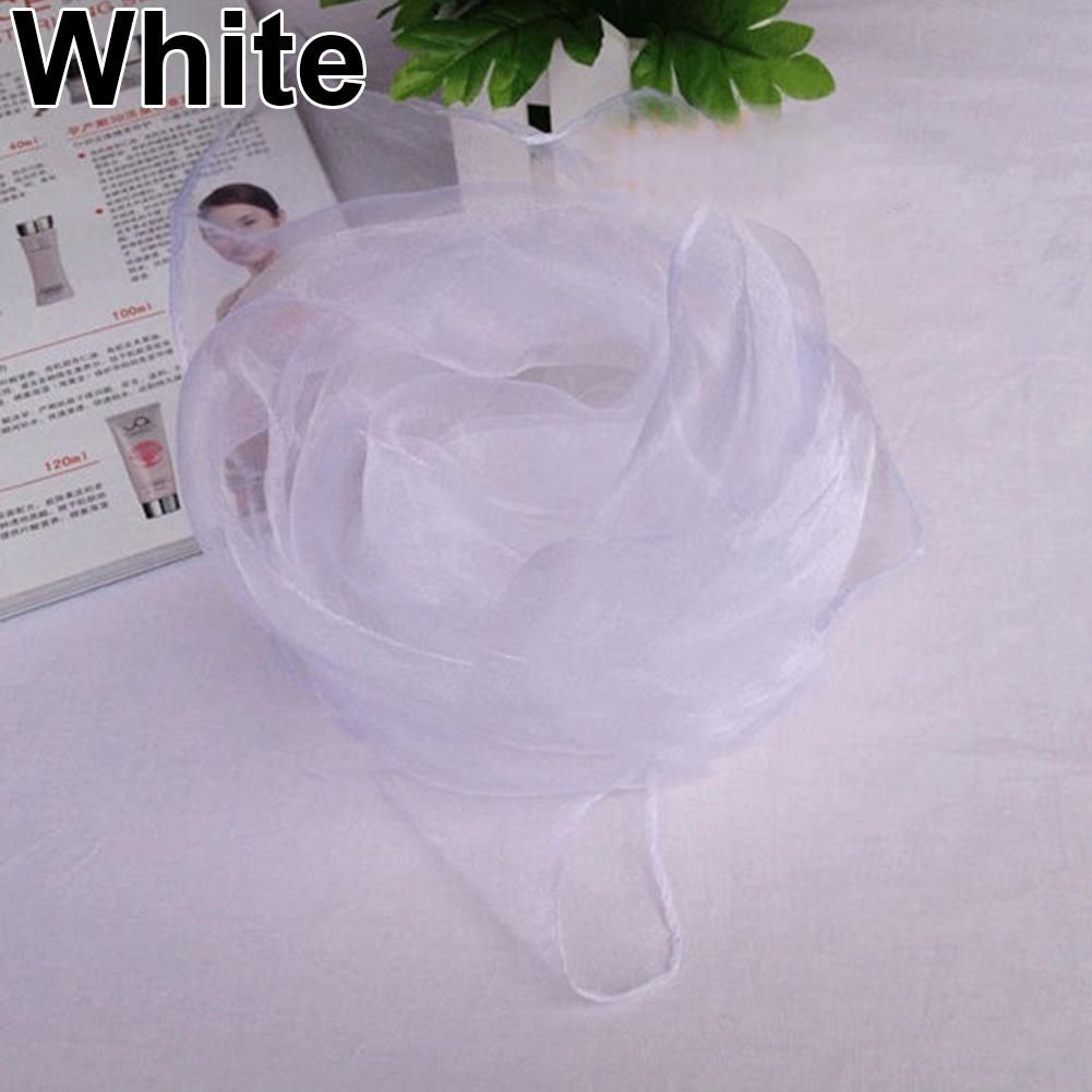 Women Girl Candy Color Soft Light Weight Chiffon Neck-White
