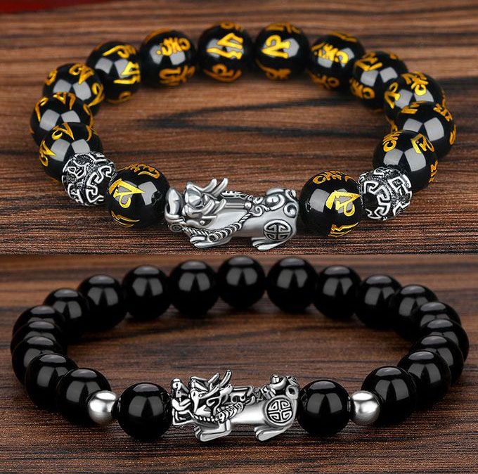 New Double Feng Shui Black Obsidian Wealth Bracelet