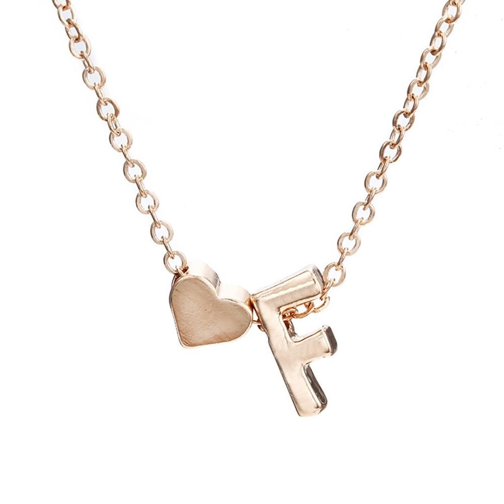A-Z 26 Capital Letter Heart Pendant Fashion Women-Golden