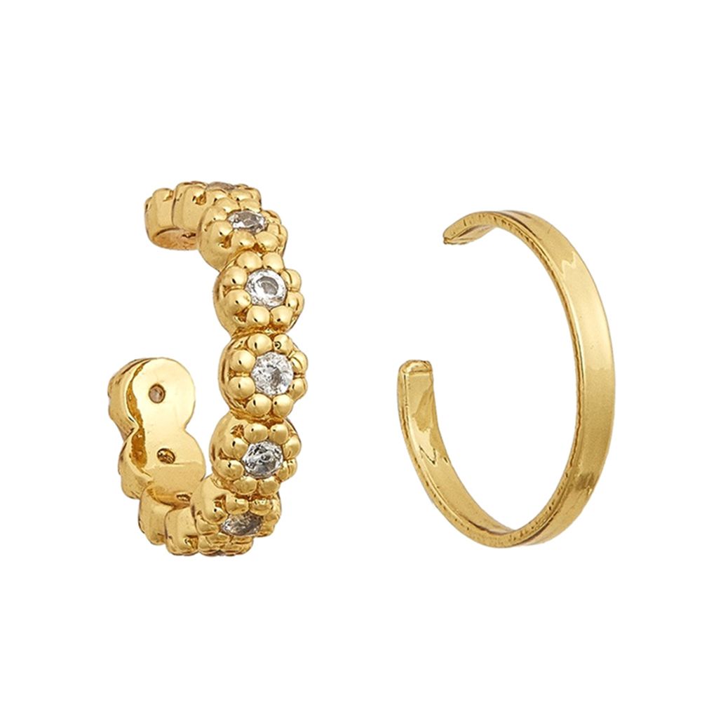 2Pcs/Set Lady Rhinestone C Shape Ear Cuffs Clip On Earrings-