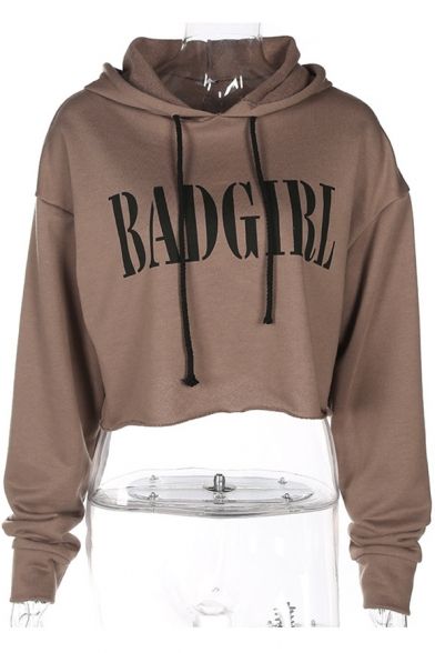 Brown Bad Girl Crop Top Hoodie