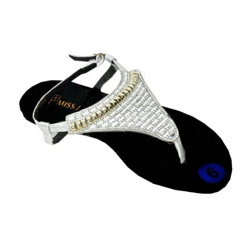 Embellished Women's Flat Sandal - Silver