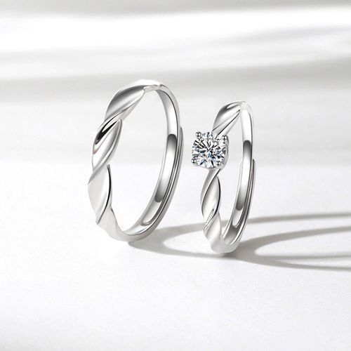Men Women S925 Silver Ring,Couple Engagement Marriage Open Adjustable Ring