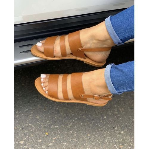 Leather Flip Flop  Sexy Ladies Sandals-Brown