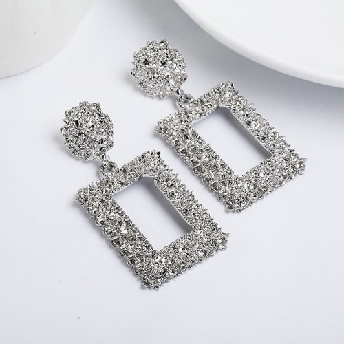 Classy Silver Plated Rectangular Bohemian Earrings