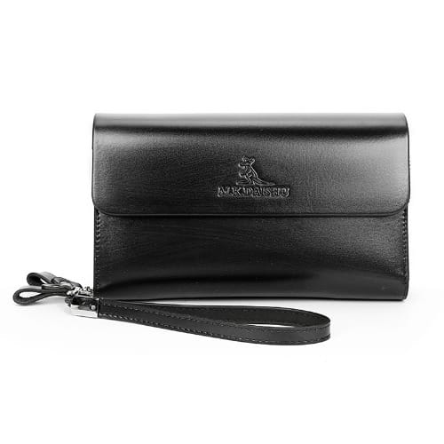 Double Zipper Men's Clutch Wallet- Black