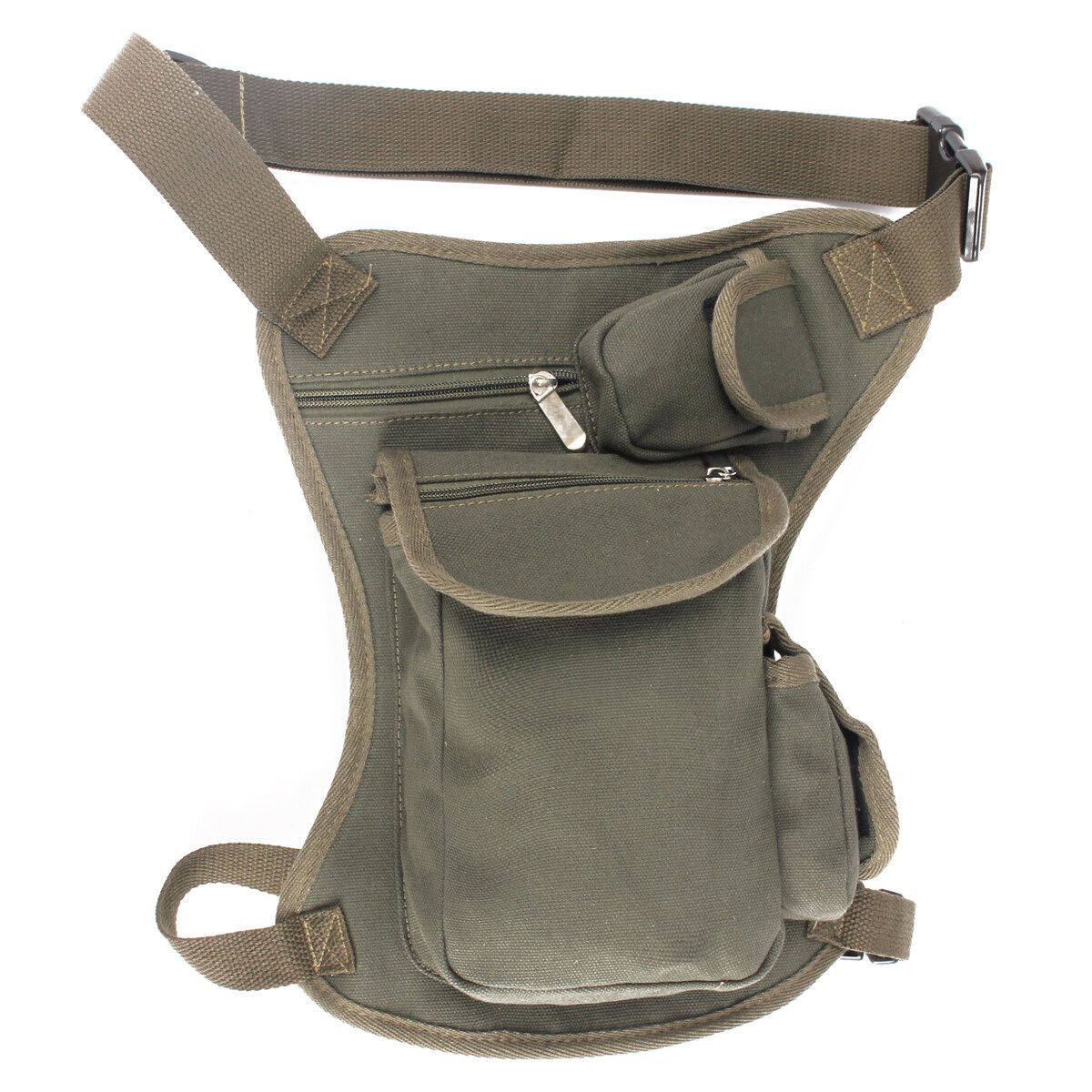 Outdoor Canvas Drop Leg Bag Thigh Fanny Pack Waist Belt Pouch High Quality Material, Health Green, Army Green