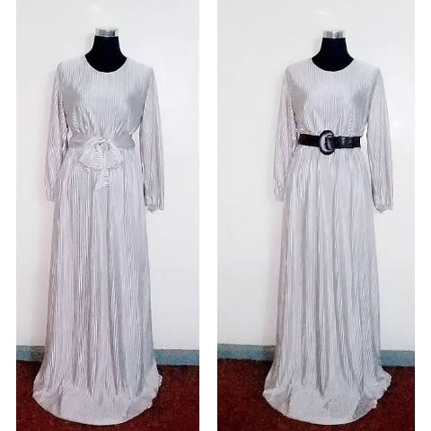 Pleated Maxi Elastic Waist Dress