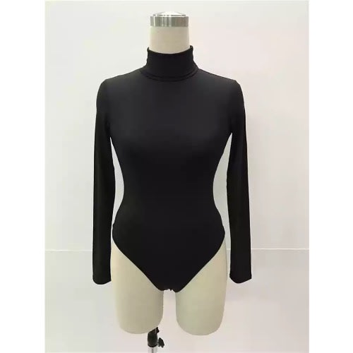 Turtle Neck Lycra Body Suit - Black