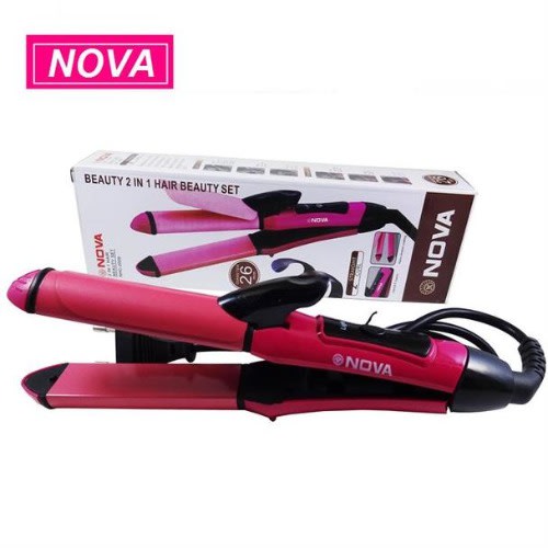 2 In 1 Curler And Hair Straightener (nhc- 2009)-pink