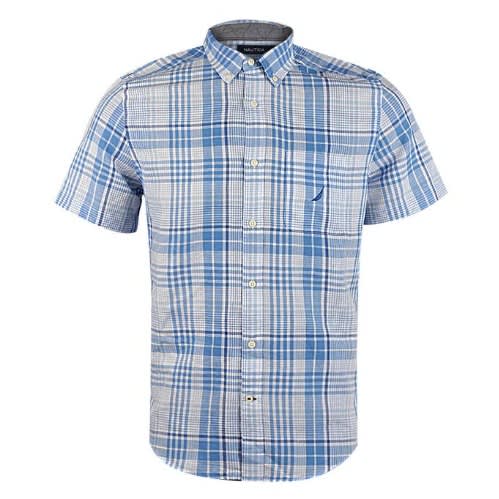 Men's Classic Fit Linen Plaid Shirt