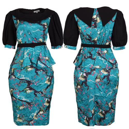 Floral Jacquard Dress - Green